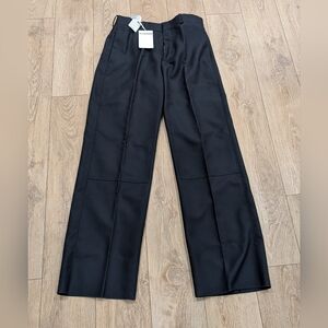 Jil Sander Men's Black Wide-Leg Trousers with Crease Detail